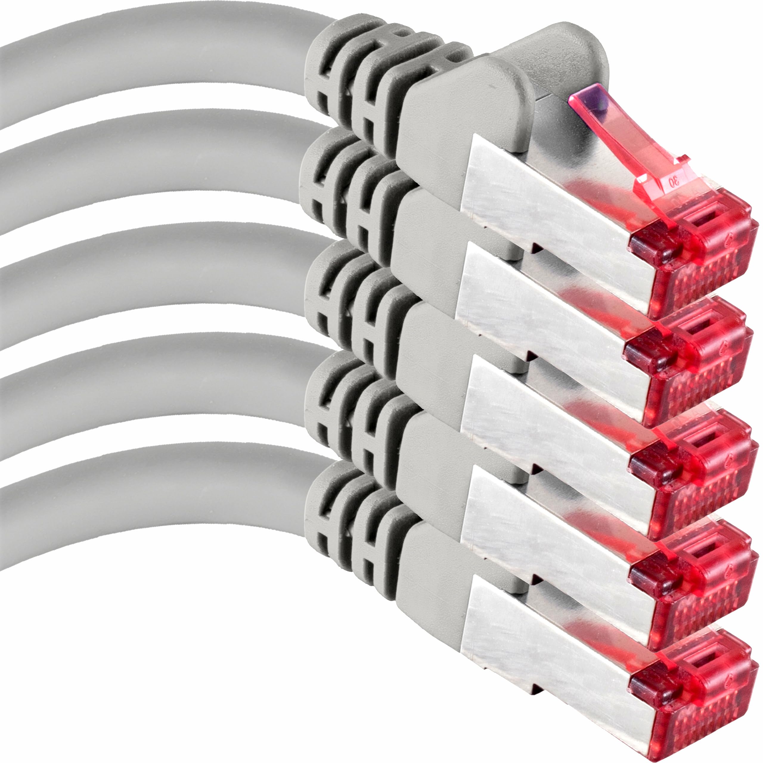 1aTTack.de Cat6 SFTP Network Cable 5x 0.5m RJ45 LAN Ethernet Grey