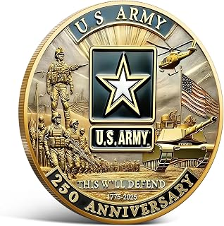 250th Anniversary U.S. Army Commemorative Coin Double-Sided High Relief Design 1775-2025 Military Collector Coin Veteran Gift Patriotic Metal Challenge Coin (Army)