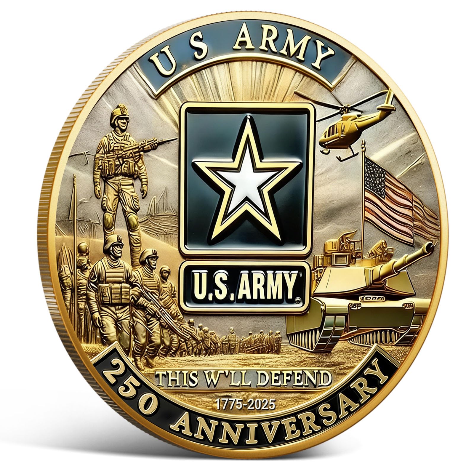 250th Anniversary U.S. Army Commemorative Coin Double-Sided High Relief Design 1
