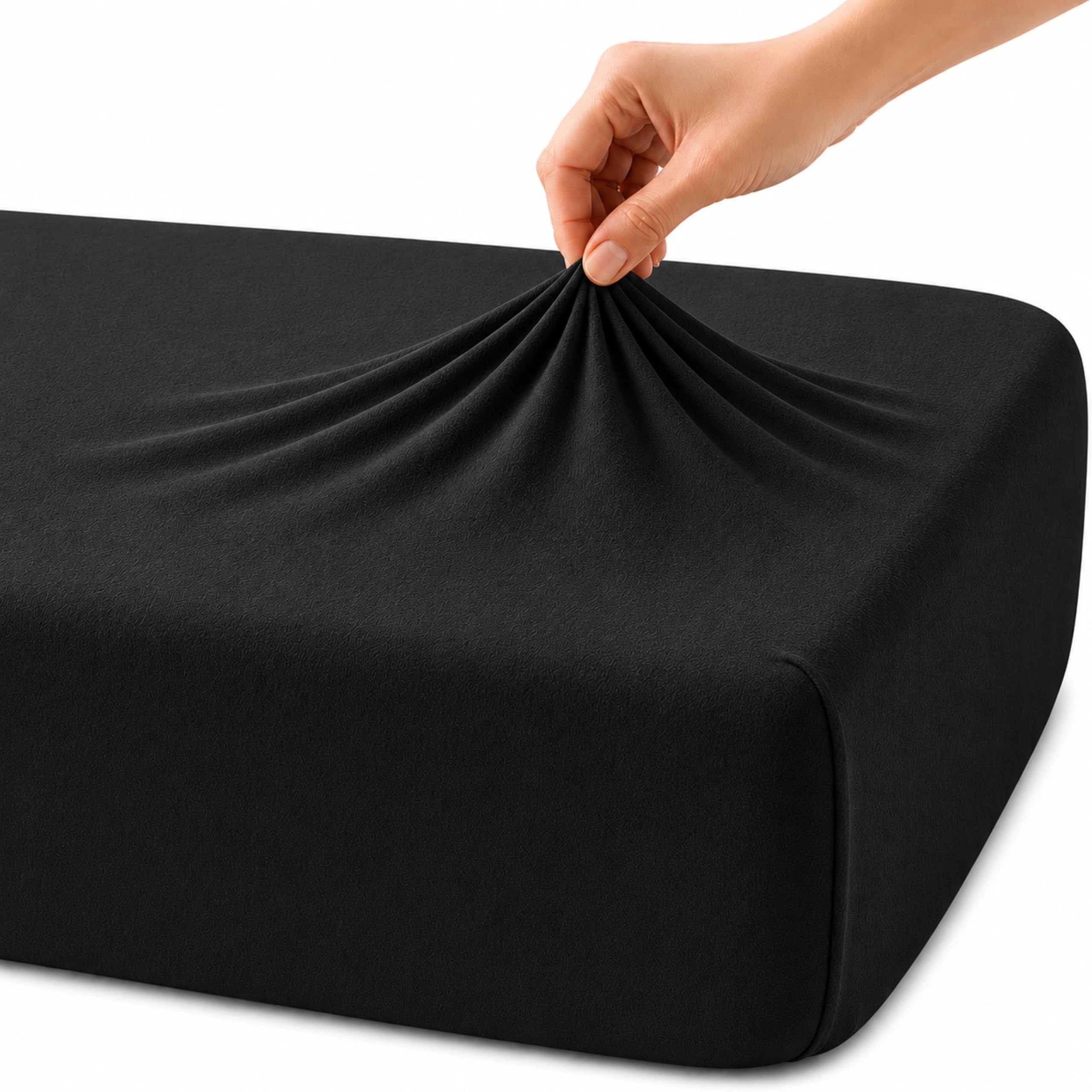 Family Bedding Deep Fitted Sheet, Stretch Jersey Cotton, Black, Super King