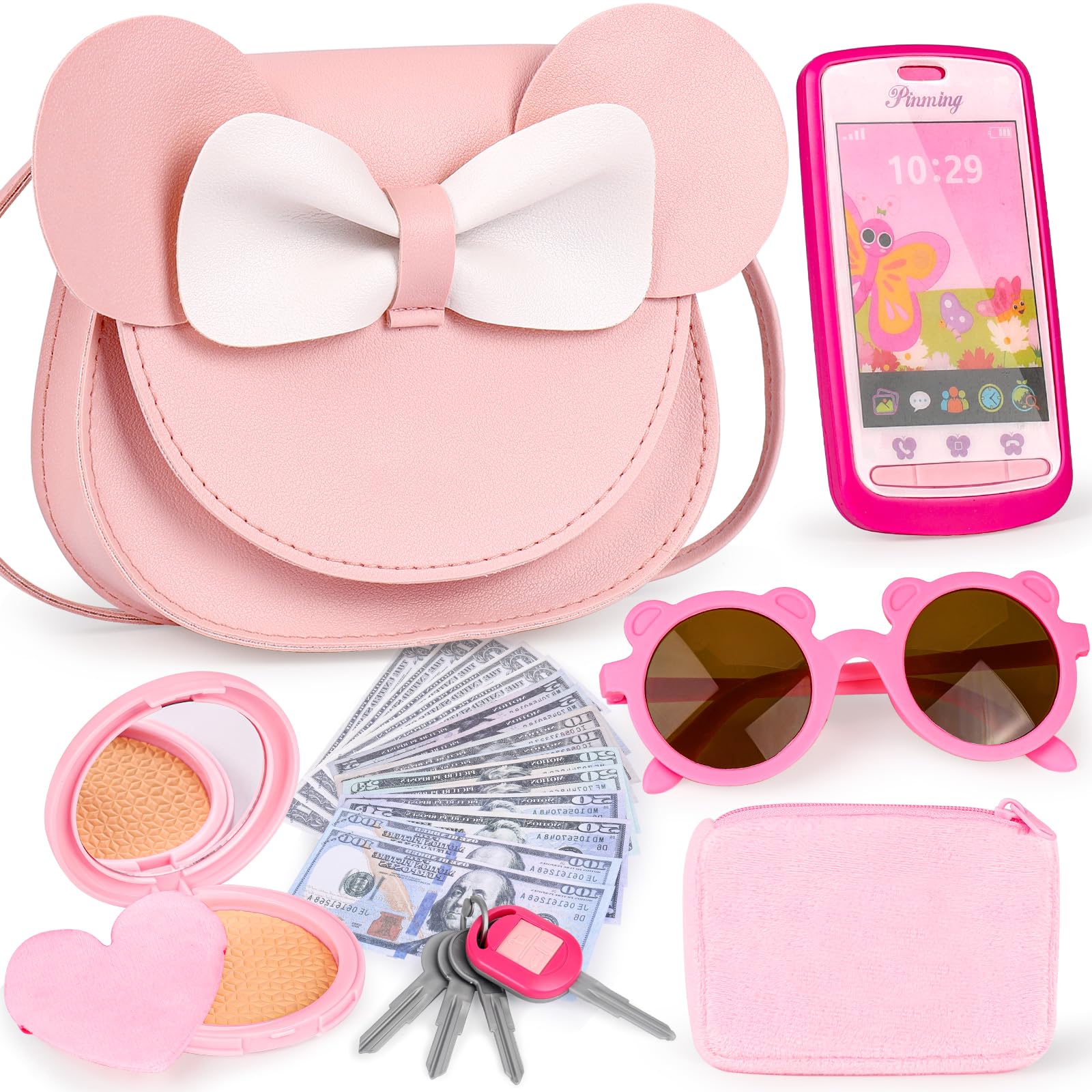 Oisacirg Play Purse with Phone and Wallet, Pretend Play Toys for Girls 3-6 | Cro