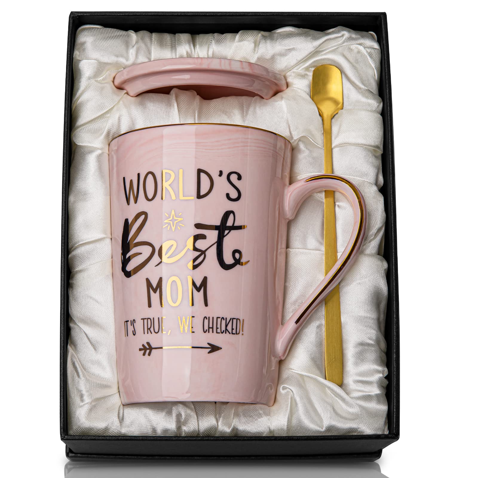 Birthday Gifts for Mom from Daughter Son, 14oz Funny Best Mom Mug, Pink | Unique