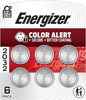 Energizer 2032 Batteries (6 Pack), 3V Lithium Coin Batteries