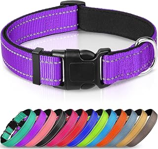 Reflective Dog Collar, Soft Padded Breathable Nylon Pet Collar, Adjustable for Small Medium Large Dogs
