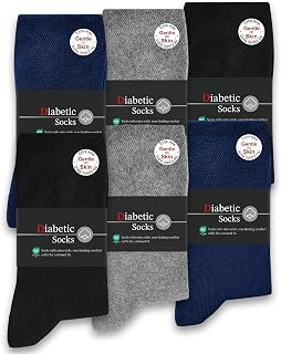 SockWaddles Diabetic Socks for Men & Women, 6 Pairs, Soft Loose Top