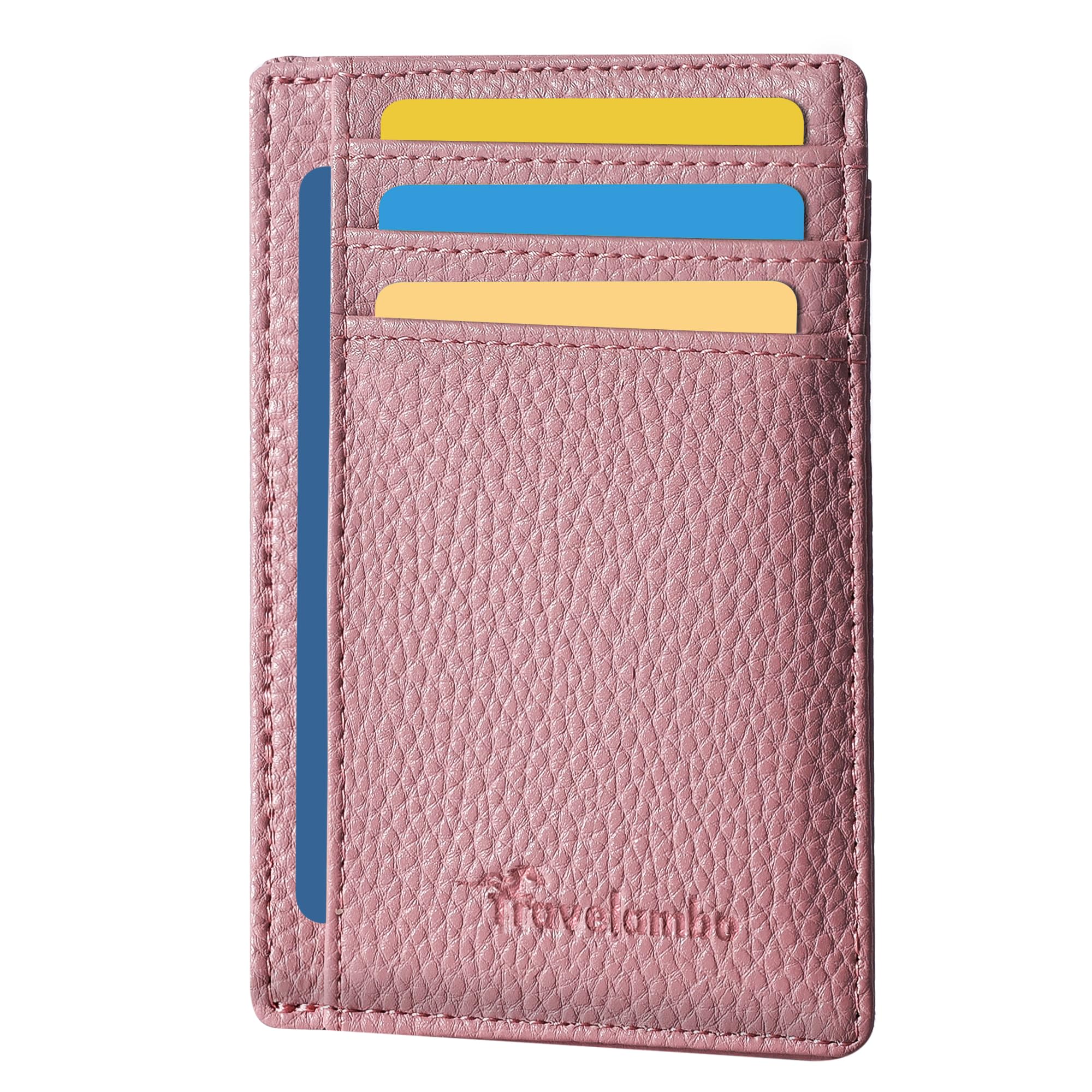Travelambo Slim Wallet Front Pocket Minimalist Leather RFID Blocking Medium Size