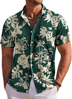 COOFANDY Men's Short Sleeve Casual Shirt Summer Button Down Shirt Travel Vacation Shirt