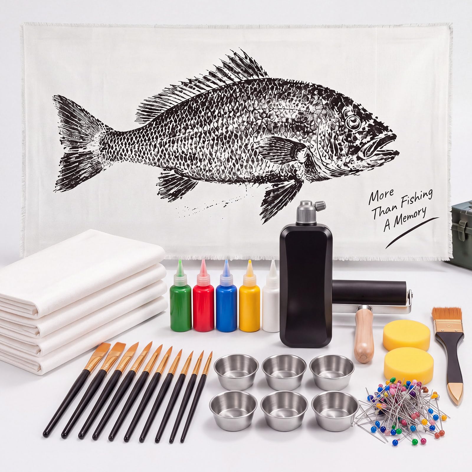 Amyhill Gyotaku Fish Printing Kit with 4 Sheet Cotton Cloth, 36 x 18 Inches | Ja