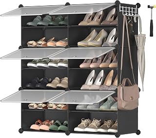 SONGMICS Interlocking Shoe Rack, 6-Slot Plastic Storage Organiser