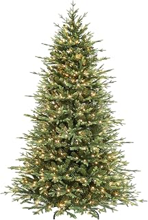 Hykolity 7.5 ft  Prelit Christmas Tree with Realistic PE Foliage | 450 Warm White Led Lights, 3,325 Mixed PE and PVC Tips, Hinged Design and Sturdy Metal Stand