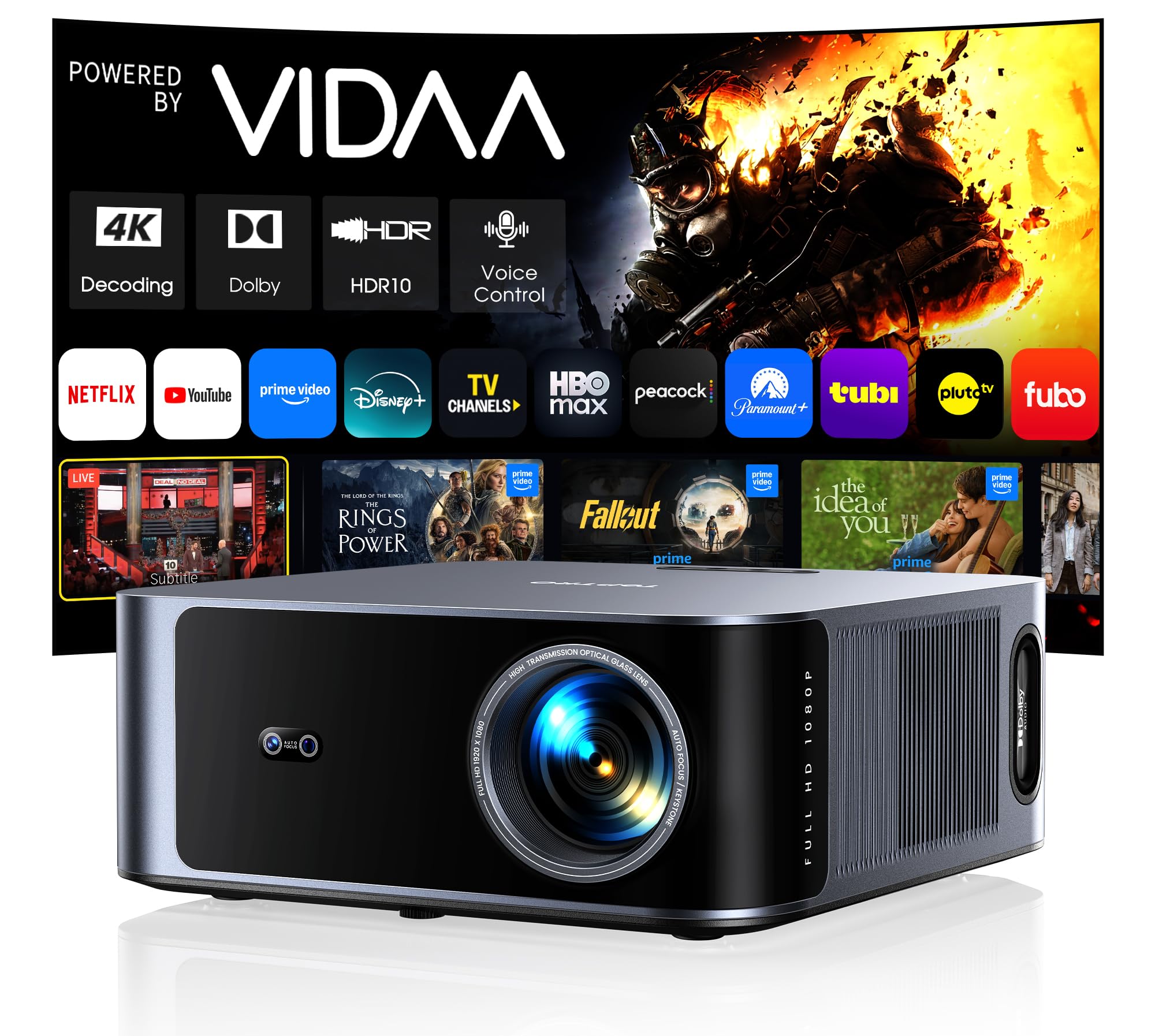 Outdoor-Projector-4K [VIDAA Live TV/40W Dolby/920 ISO] with WiFi6 and Bluetooth 