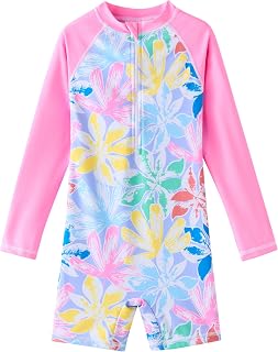 UMELOK Girls Long Sleeve Rash Guard One Piece Swimsuits with UV Protection