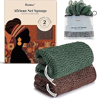 CORATED African Net Sponge Authentic, Shower Loofah Exfoliating Bath Sponge | Body Scrubber for Women and Men Daily Use Body Care, Travel Portable Bath Accessories Spa Gifts