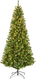 National Tree Company 7.5ft Pre-Lit Winchester Pine Slim Christmas Tree | 350 LED Lights, 1,000 Branch Tips, Includes Stand, Artificial, Green