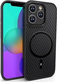 ONES Magnetic Case for iPhone 11 Pro, Carbon Fiber Texture, Compatible with Magsafe, Military Drop Protection, Airbags Anti-Shock, Anti-Fingerprint, Anti-Scratch Phone Hard Case, Black