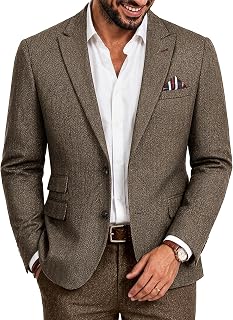 PJ PAUL JONES Mens Vintage Herringbone Tweed British Wool Blend Sports Jacket S, Herringbone Coffee, S