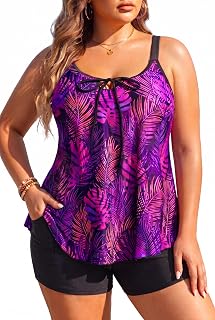 Daci Women Plus Size Tankini Swimsuit - 2 Piece Flowy Plus Size Bathing Suits and Shorts with Pockets 2025