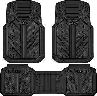 CAR PASS Heavy Rubber Car Floor Mats, Deep Waterproof Car Mats All Weather, Universal Trim-to Fit Automotive Floor Mats for Car SUV Truck Van, Durable Floor Liners Solid Black