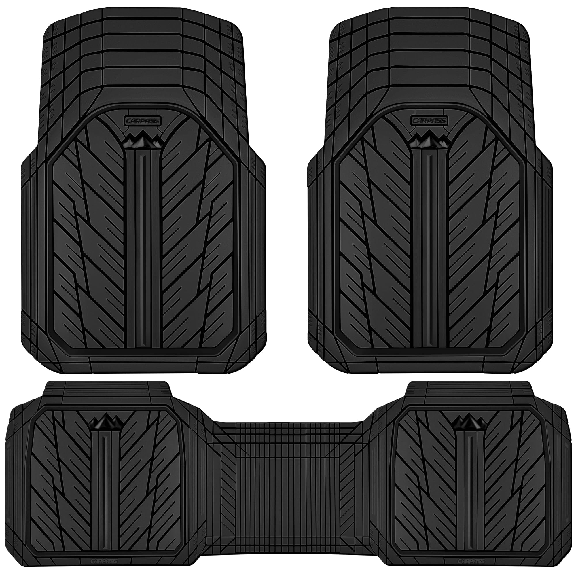 CAR PASS Heavy Rubber Car Floor Mats, Deep Waterproof Car Mats All Weather, Univ