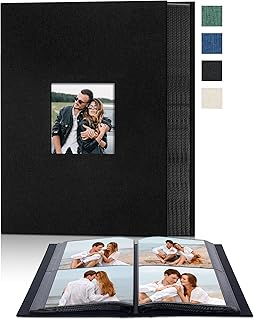 Remowith 4x6 Slip In Photo Album Holds 200 Pockets Cloth Cover Black | DIY cover window, Acid free pages, PVC free pockets, Family Travel Wedding, Gift ready