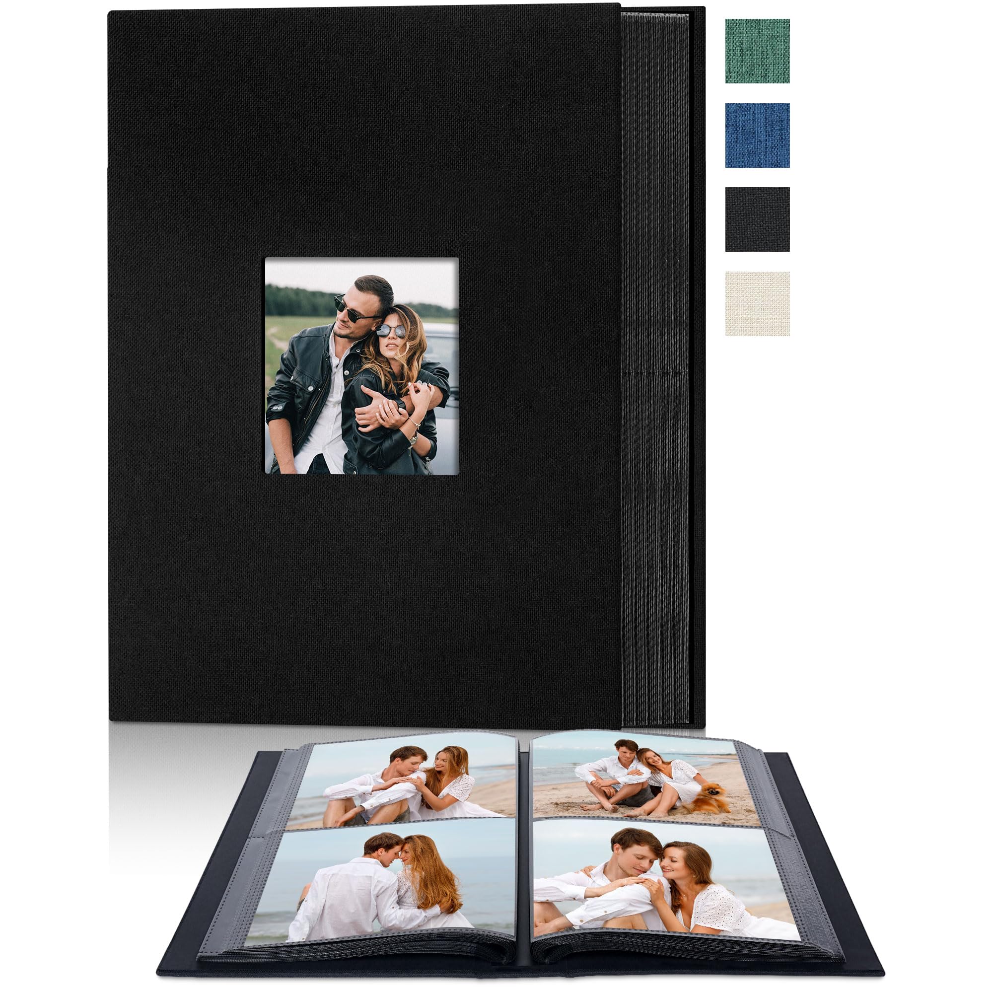 Remowith 4x6 Slip In Photo Album Holds 200 Pockets Cloth Cover Black | DIY cover
