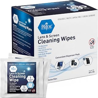 MED PRIDE Anti-Fog Lens and Screen Cleaning Wipes for Eyeglasses, Touch Screens, Premoistened, Anti-Static, Quick-Dry (200 200 Count (Pack of 1))