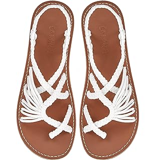 Capana Woven Women's Flat Sandals - Strappy Braided Sandals, Beach Sandals for Women Dressy Summer, Rope Bohemian Sandals, Spring Casual Women's Shoes, Comfy Boho Flats for Teen Girls - Banyan