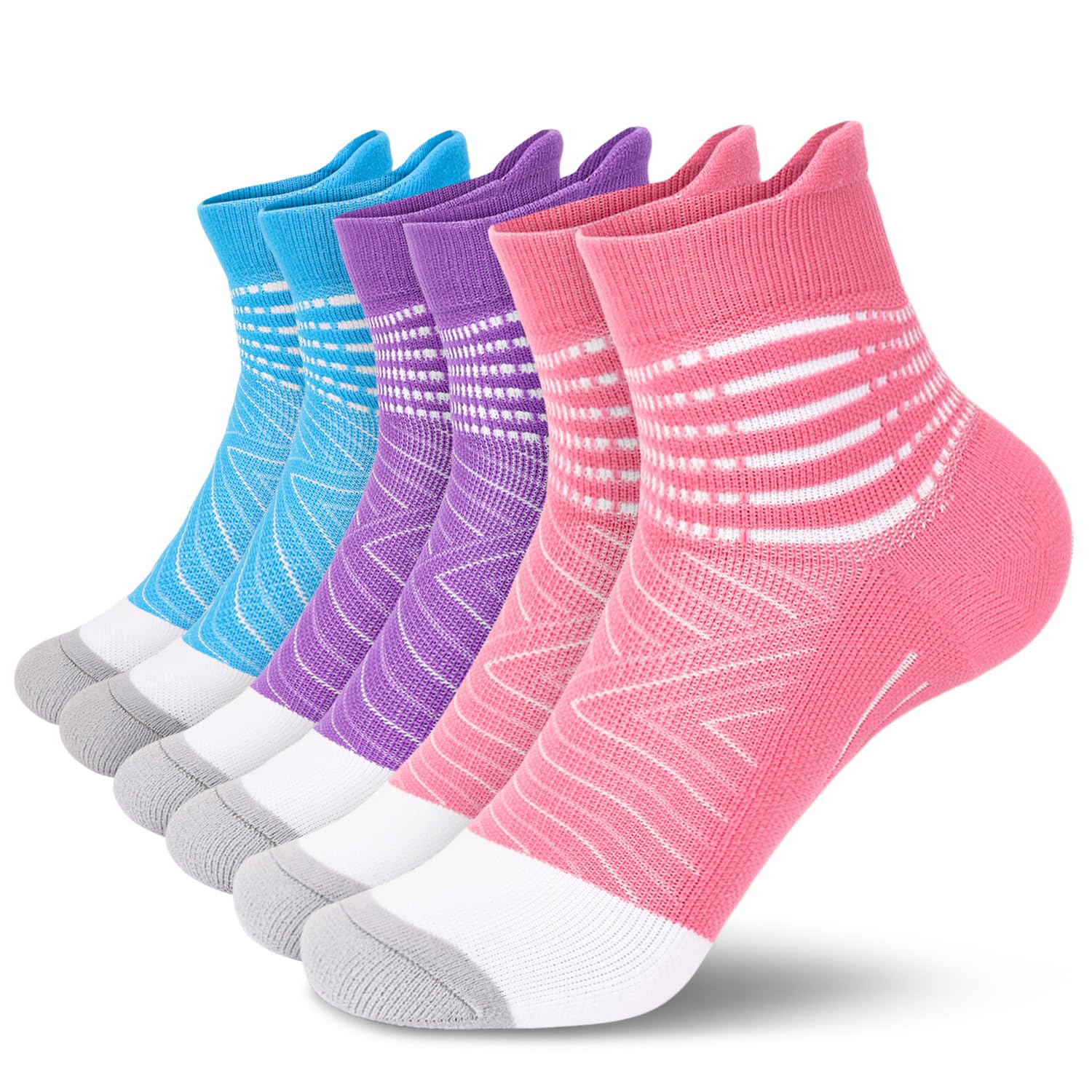 IRAMY Lot de 3 paires de chaussettes de compression Coolmax pour course à pied a