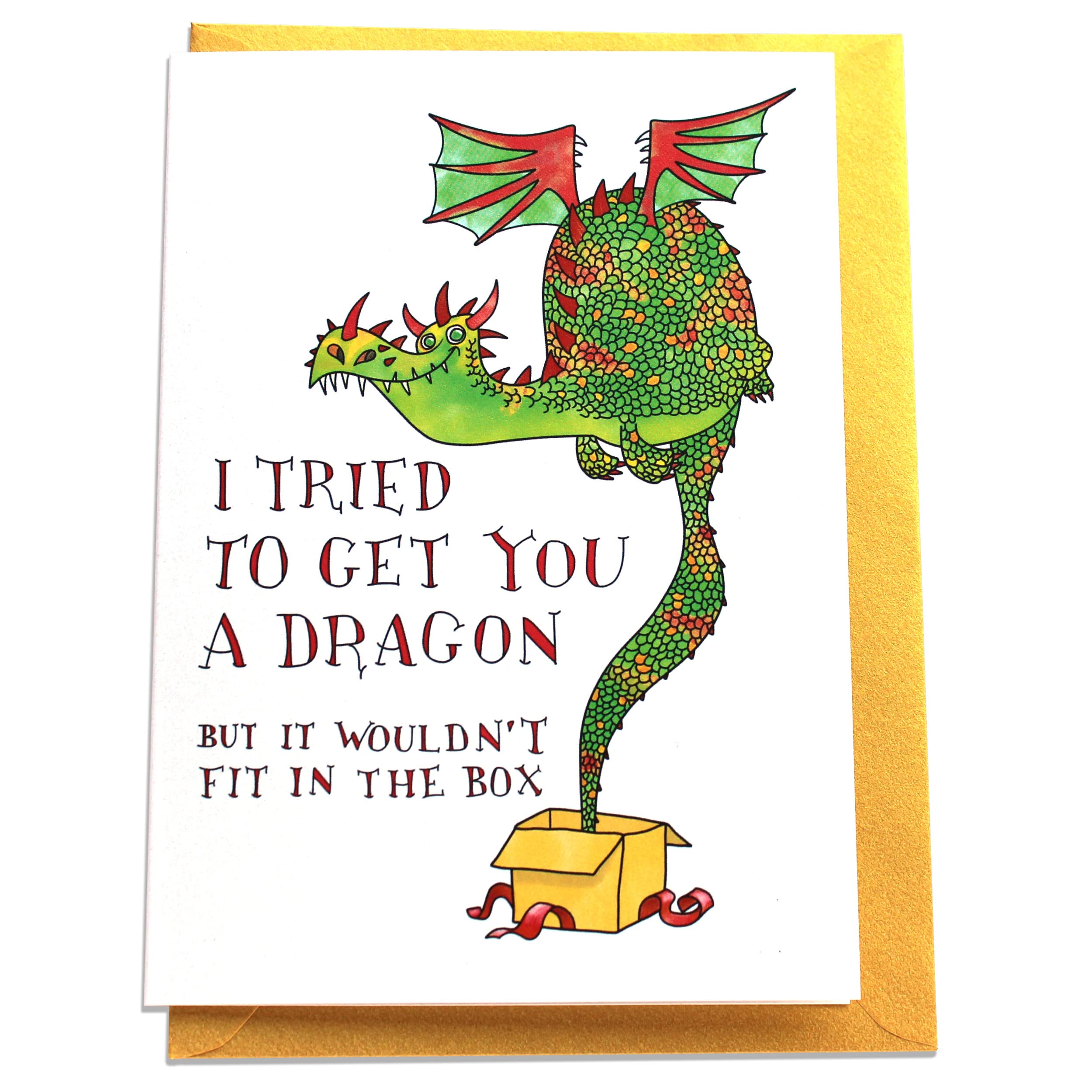 PepperZone I Tried to Get You a Dragon Handmade Greeting Card, Funny Dragon Birt