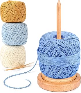 Ecoofor Yarn Holder for Crocheting and Knitting, Easy Install Wooden Yarn Spinner with Stable Base, Smooth Yarn Feeding Dispenser for Crochet & Knitting - Large