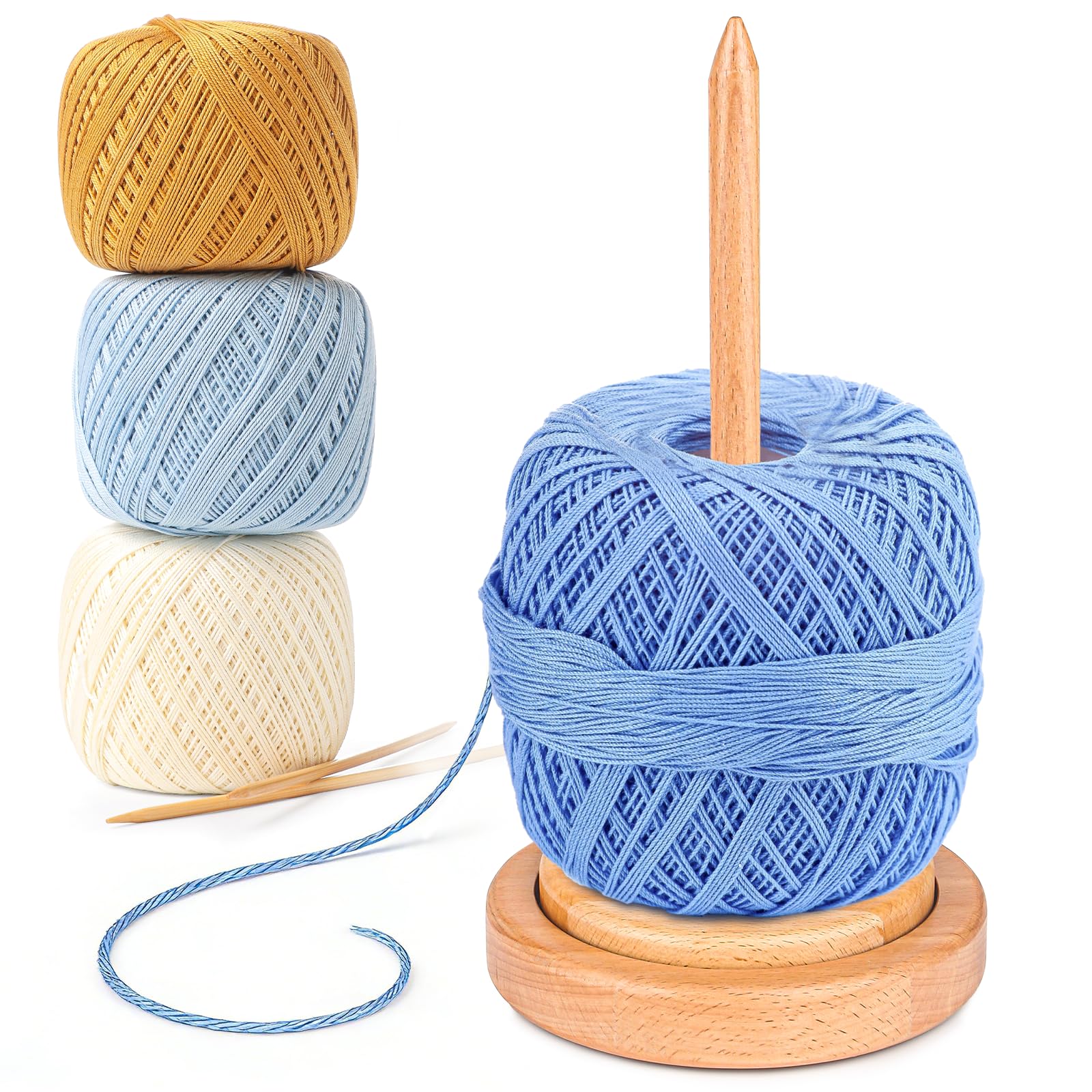 Ecoofor Yarn Holder for Crocheting and Knitting, Easy Install Wooden Yarn Spinne
