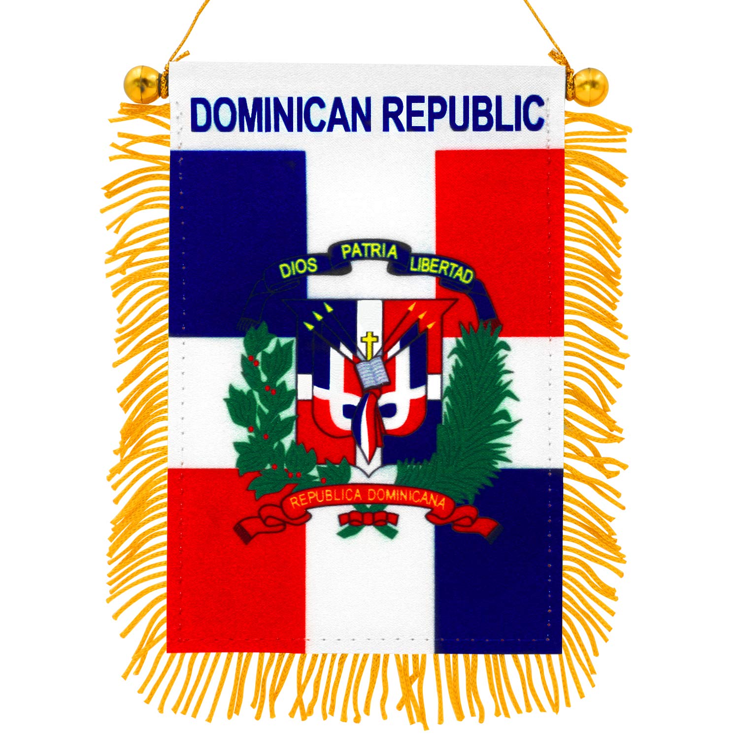 Anley 4" X 6" the Dominican Republic Fringy Window Hanging Flag - Mini Flag Bann