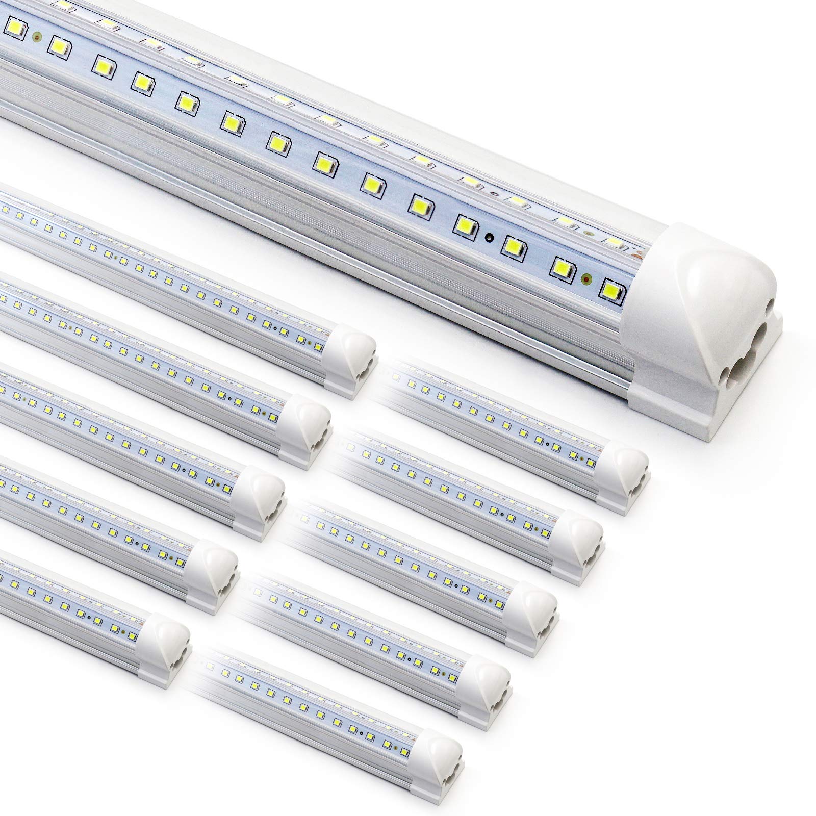 10-Pack 8ft LED Shop Light Fixture - 90W T8 Integrated LED Tube Light - 6500K 12