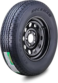 ROCKMAN Trailer Tire Wheel ST205/75R15 8PR D 107M 5X4.5" PCD Black Mod Rim | 5 Lug on 4.5" PCD Rim Assembly Load Range D