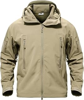MAGCOMSEN Men's Waterproof Tactical Jackets Winter Outdoor Hiking Softshell Jacket Fleece Lining