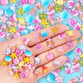 100 Pieces Mini Ocean Animals Resin Figurines Small Variety of Sea Animals Figurines for Hiding Fish Miniature Plastic Fish Tank Decorations for DIY Fairy Garden Home Decor