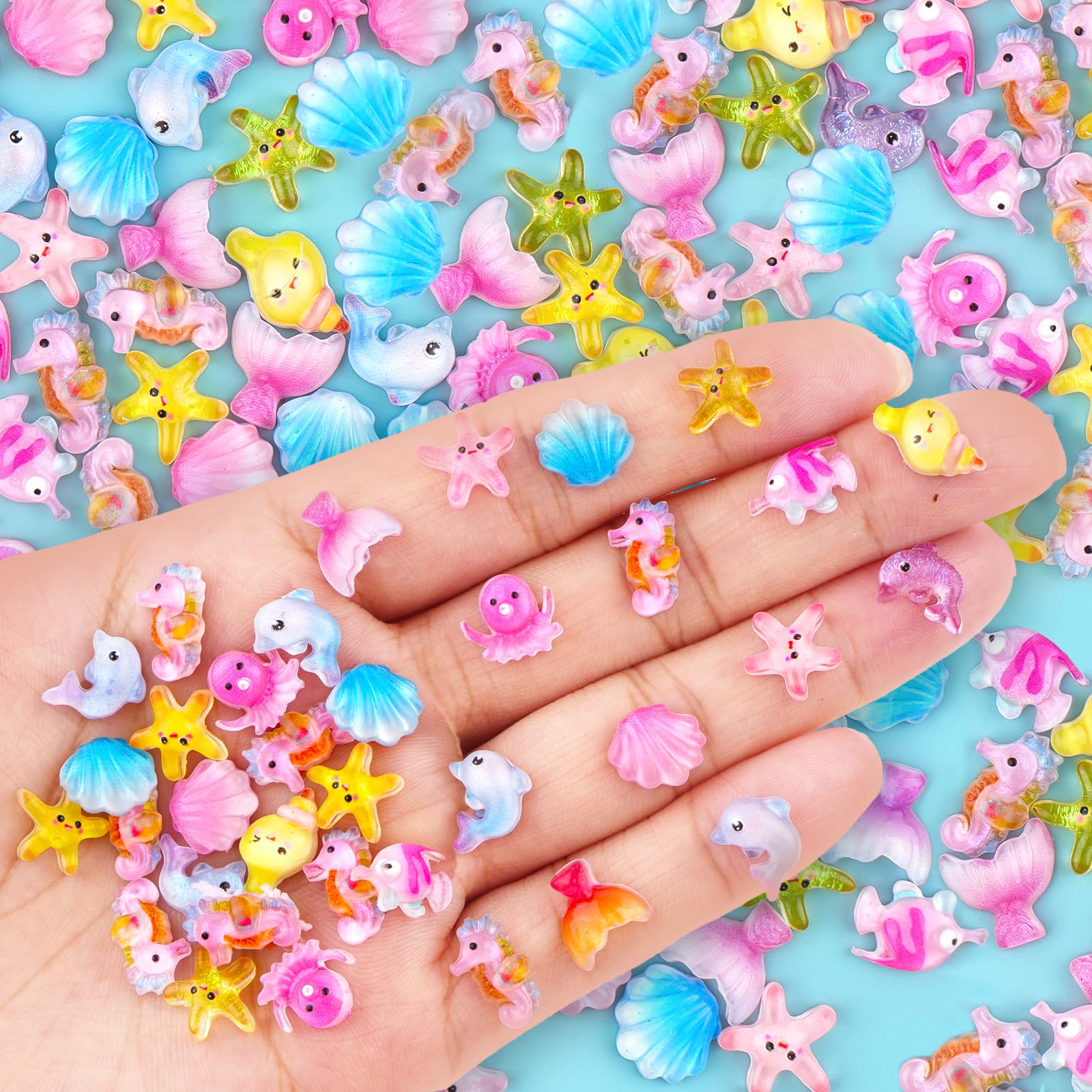 100 Pieces Mini Ocean Animals Resin Figurines Small Variety of Sea Animals Figur
