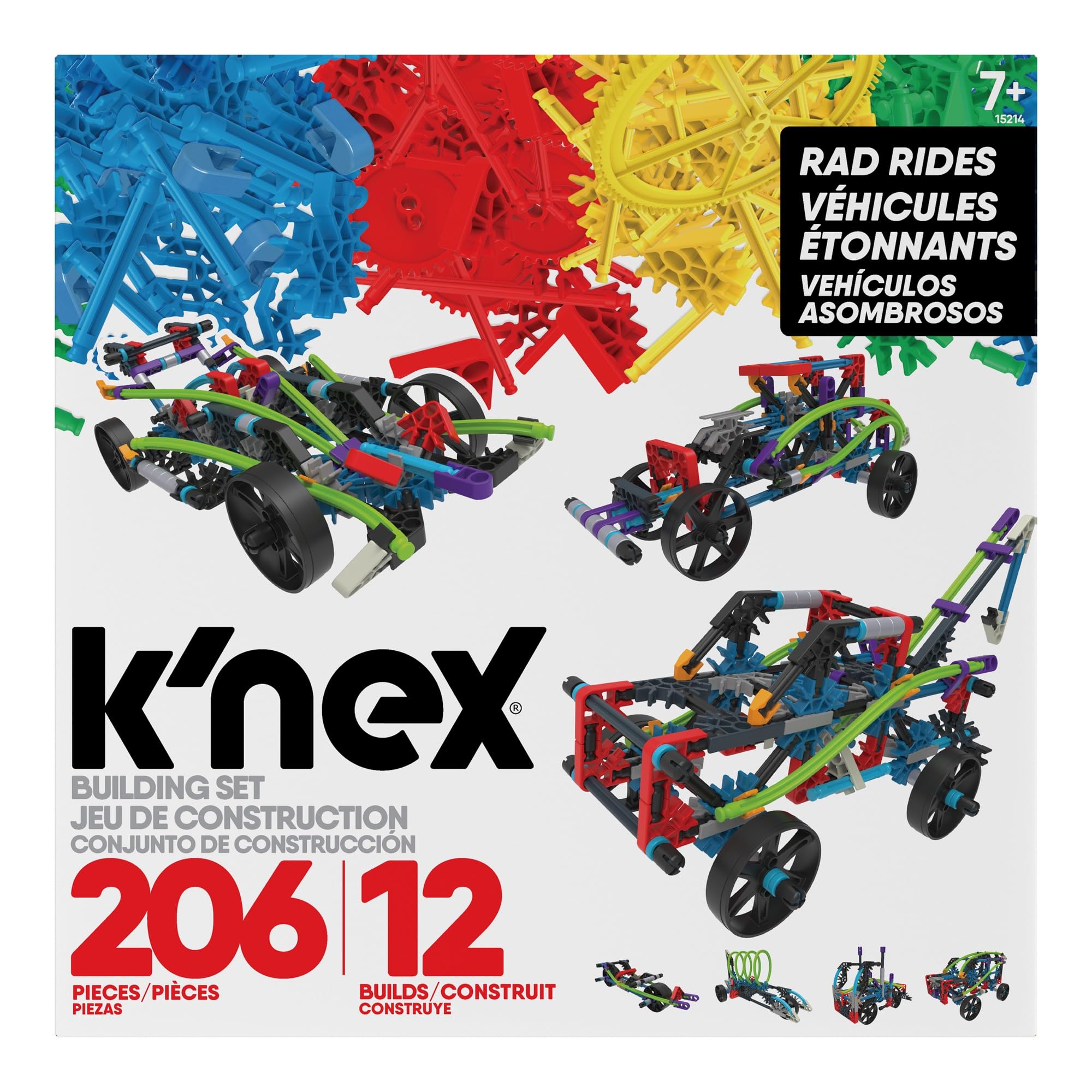 K'Nex 15214 Rad Rides Set-206 Parts-12 Models-Ages 7 and up-Creative Building Co