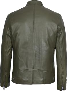Decrum Cafe Racer Real Lambskin Leather Jackets For Men Motorcycle Style