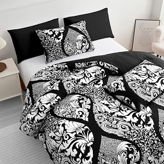 Pamposh Premium Microfiber Duvet Cover Set with 2 Pillowcases - Floral Soft Hypoallergenic Bedding Set (Black, Single (135 x 200cm))