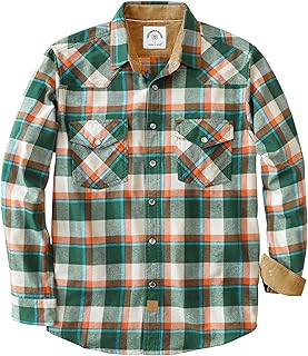 Dubinik® 6 oz Flannel Shirt Men's Long Sleeve Press Stud Casual Shirts