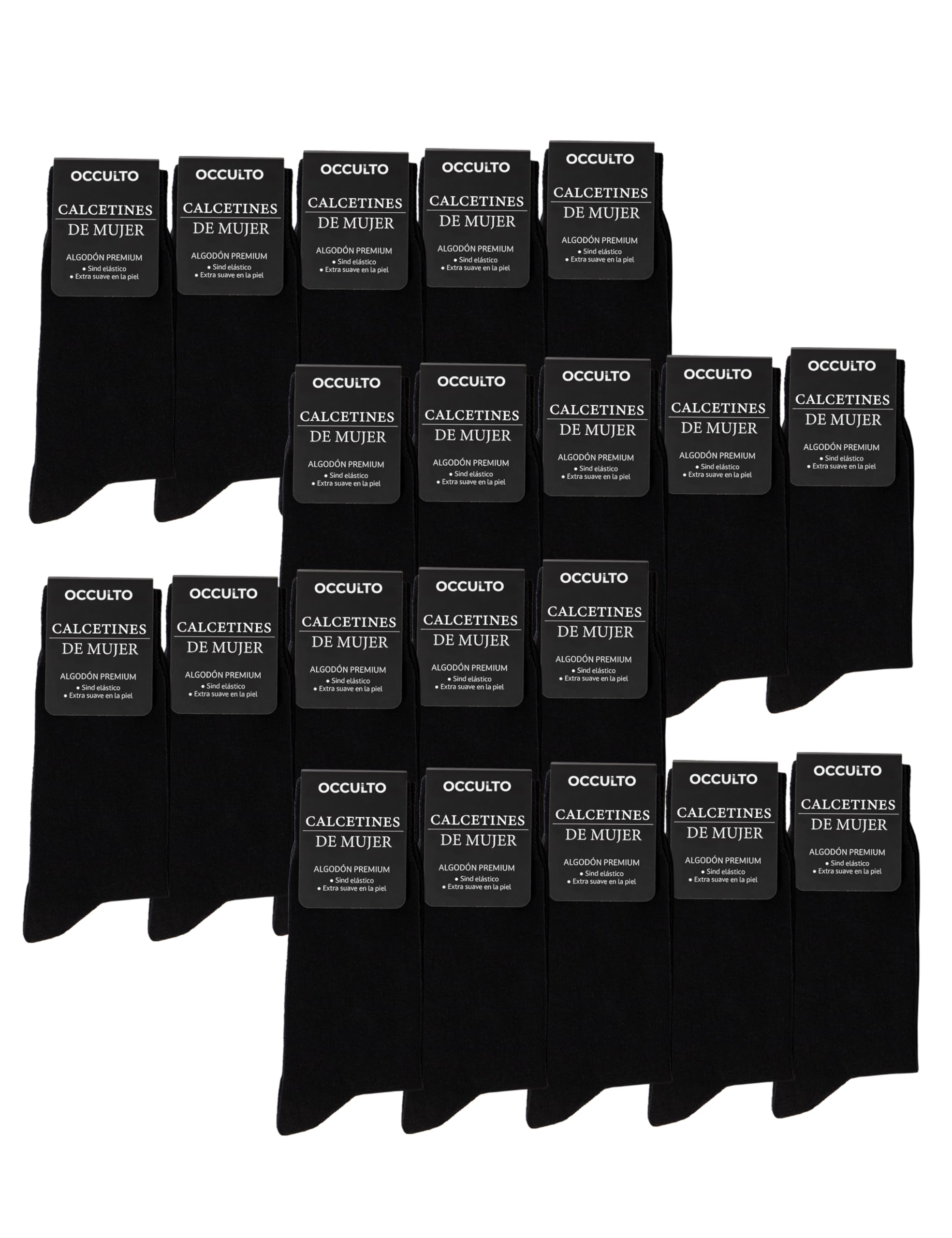 Occulto Black Socks for Women 10-20 Pairs (Model: Hermine)