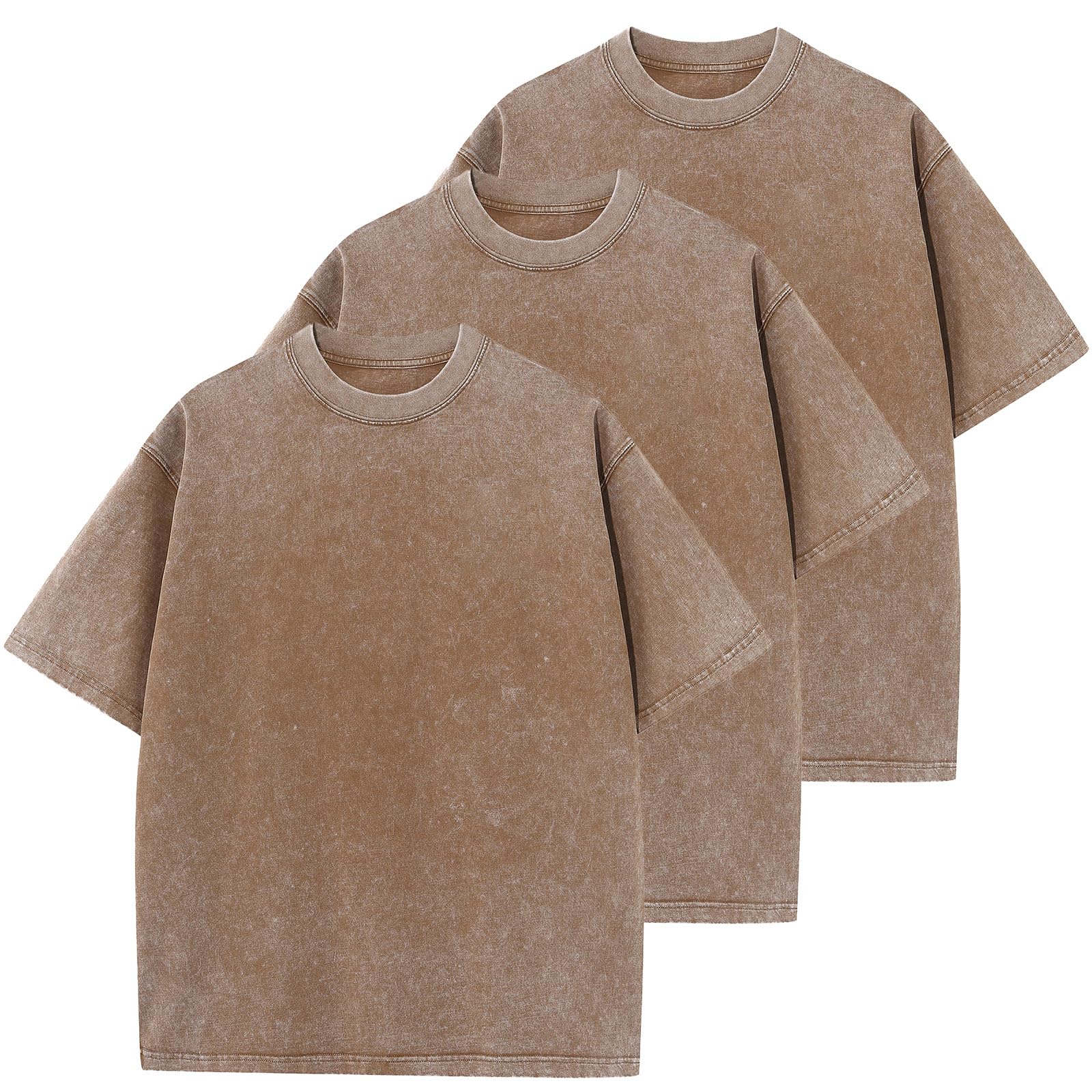 Men's Cotton T-Shirts Oversized Unisex Short Sleeves Casual Loose Wash Solid Bas