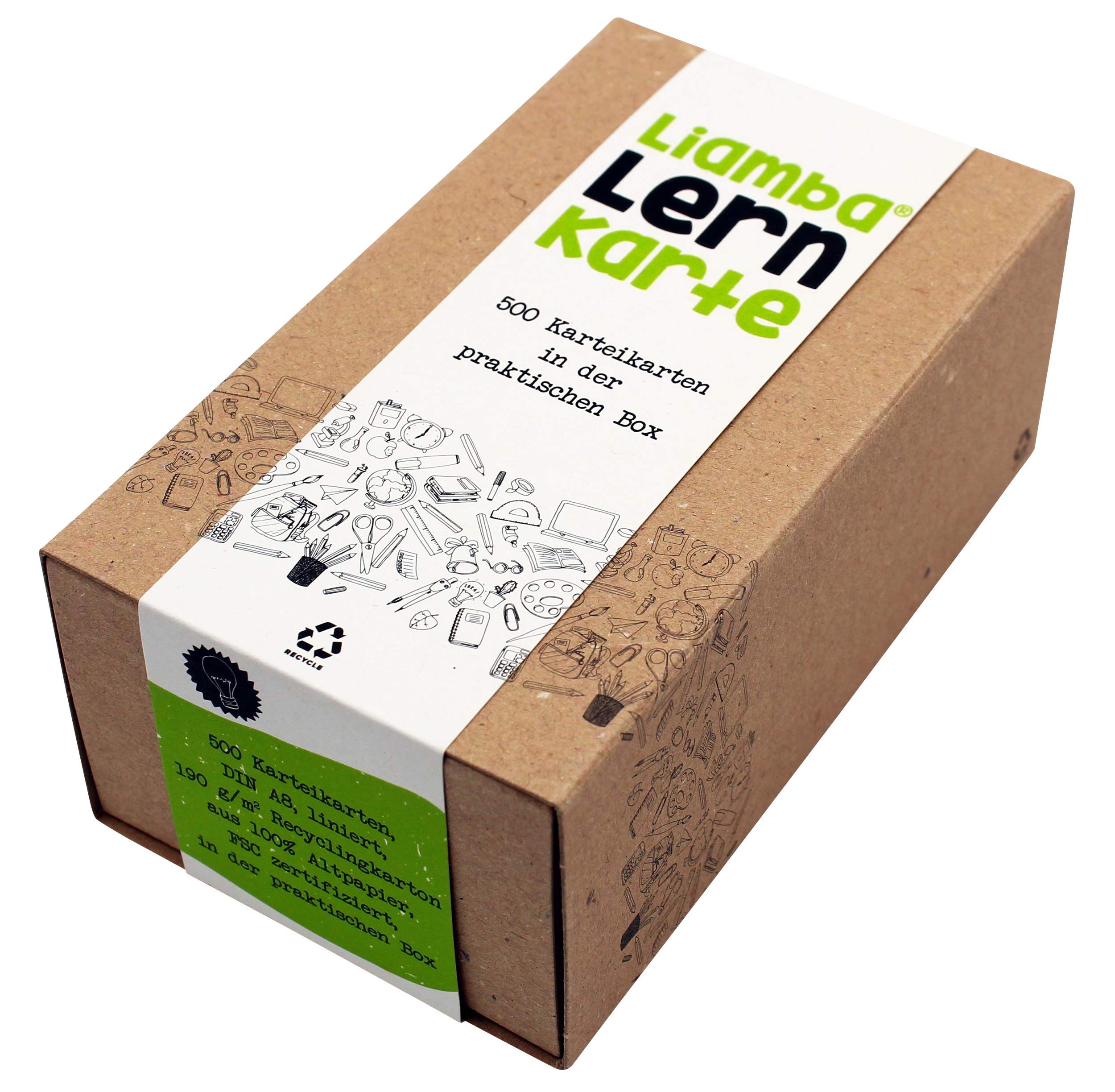 Lina Lernkarte, 500 index cards in the practical learning box DIN A8 format, 7.4