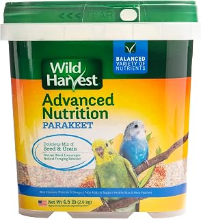 Wild Harvest Advanced Nutrition Bird Food For Parakeets, 4.5 lbs | Daily Variety Of Seed & Grain, Vitamins & Minerals Support Skin & Feathers, Variety Encourages Foraging Behavior