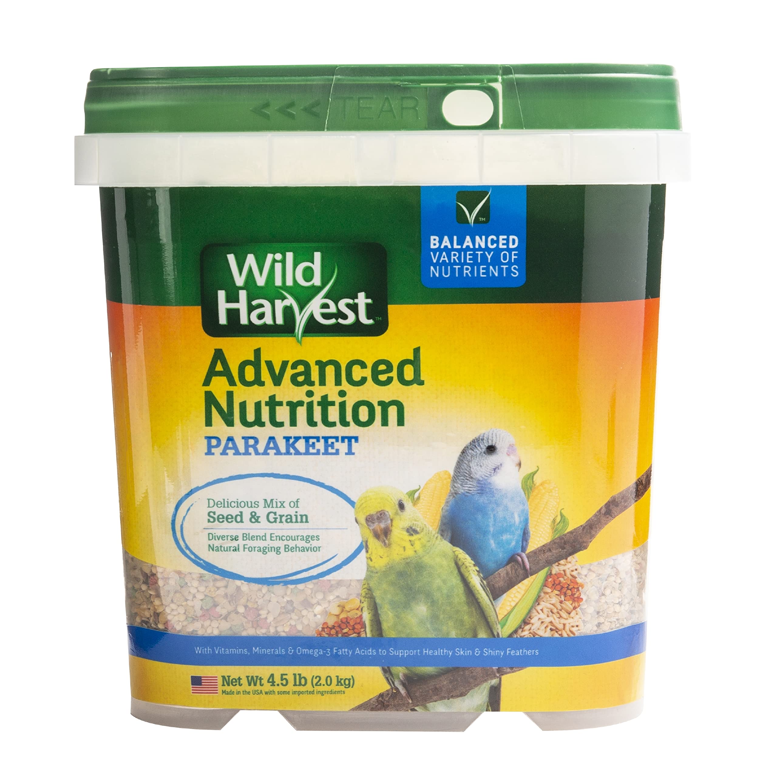 Wild Harvest Advanced Nutrition Bird Food For Parakeets, 4.5 lbs | Daily Variety