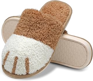MAXTOP Animal Slippers Cute Ladies Soft Plush Cat Paw with Cozy Memory Foam Slip-on Indoor Outdoor Slippers Creative Gifts Ladies Gentlemen