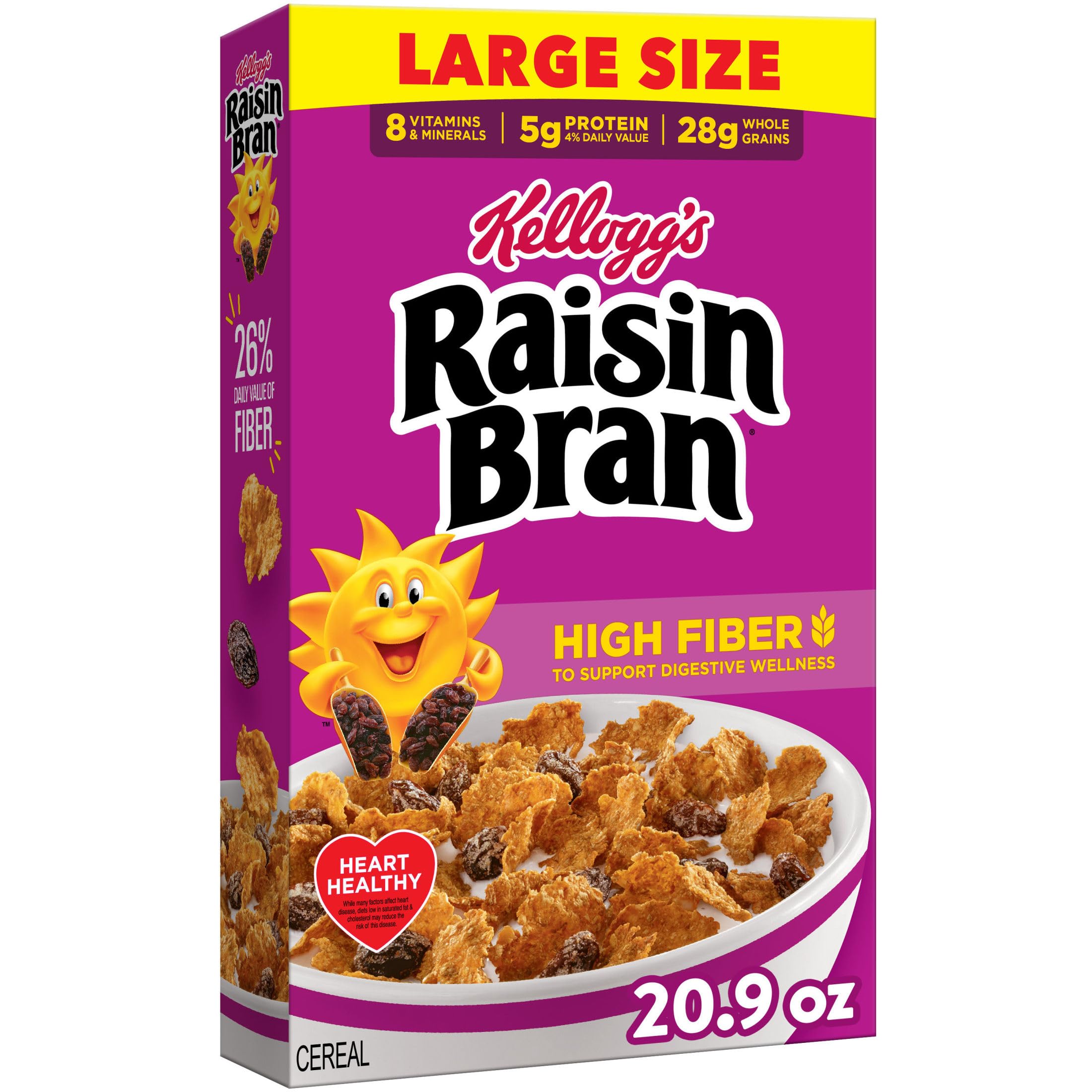 Kellogg's Raisin Bran Original Large Size Breakfast Cereal 20.9 oz | High Fiber,