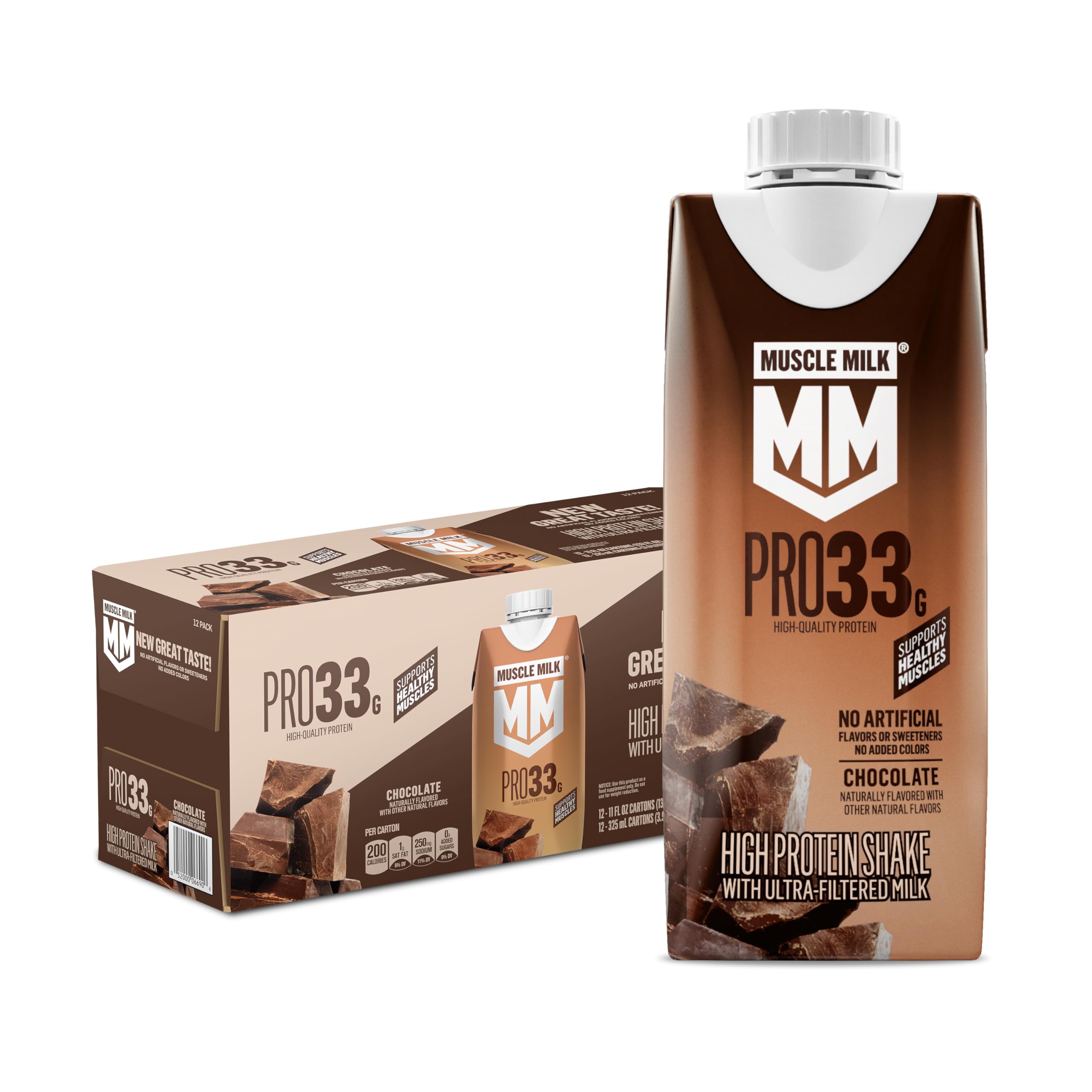 Muscle Milk Pro Liquid High Protein Shake, Chocolate, 11 Fl Oz (Pack of 12) | Ul