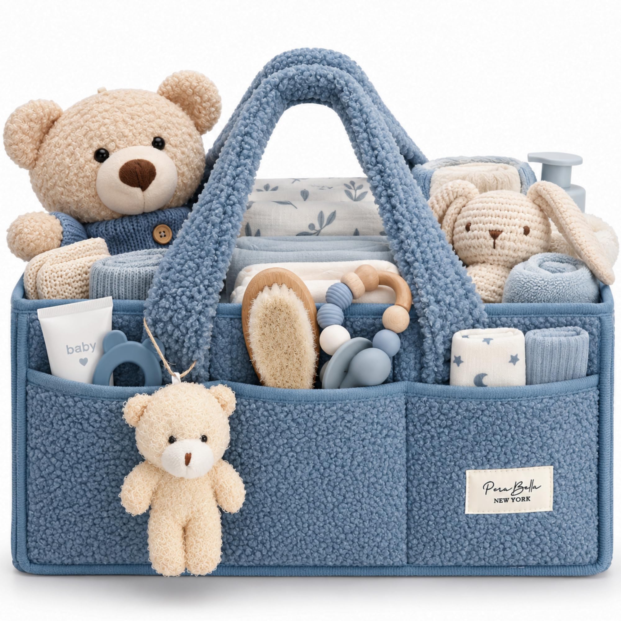 PeraBella Baby Diaper Caddy Organizer with Handle, Boy & Girl Shower Gift Basket